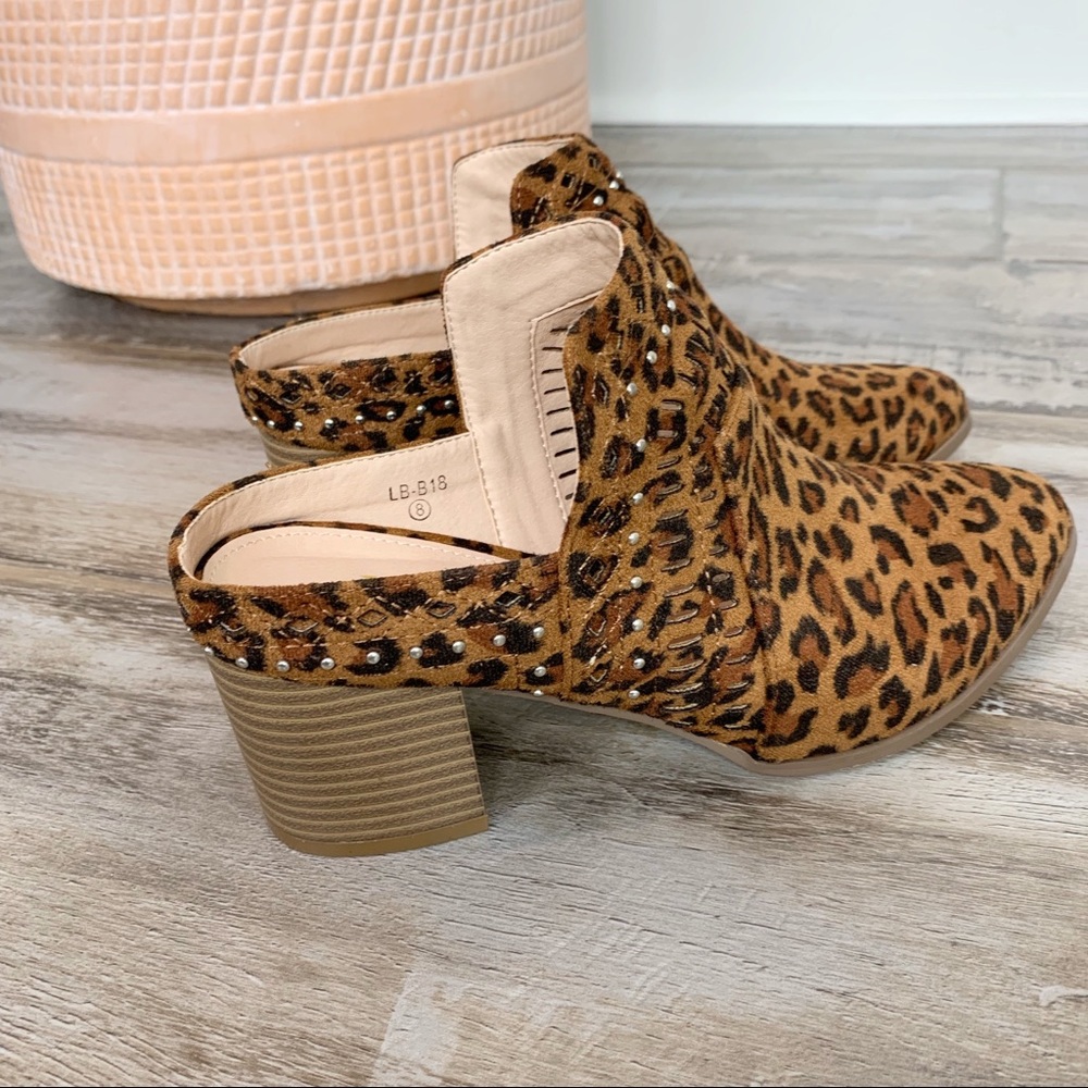 Truth Hurts Mule Booties Leopard Vegan 6 7 8 9 10 - Picture 4 of 8